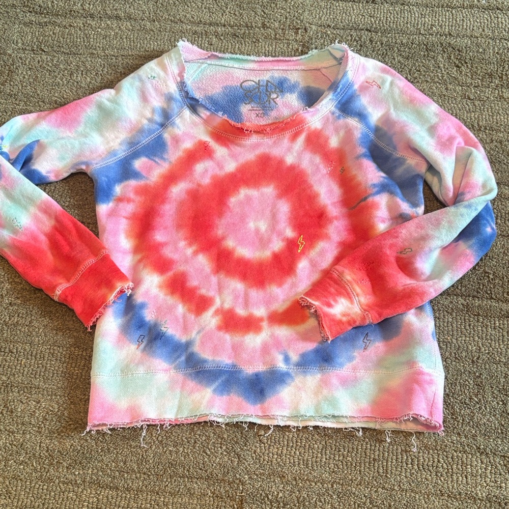 Chaser tie dye sweatshirt with embroidered lightening bolts